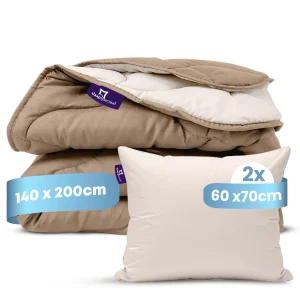 eazydekbed® - Zomerdekbed - Bruin/Creme + Gratis Kussenslopen