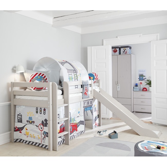 Flexa Classic halfhoogslaper met rechte trap en glijbaan – White Washed - Afbeelding 4