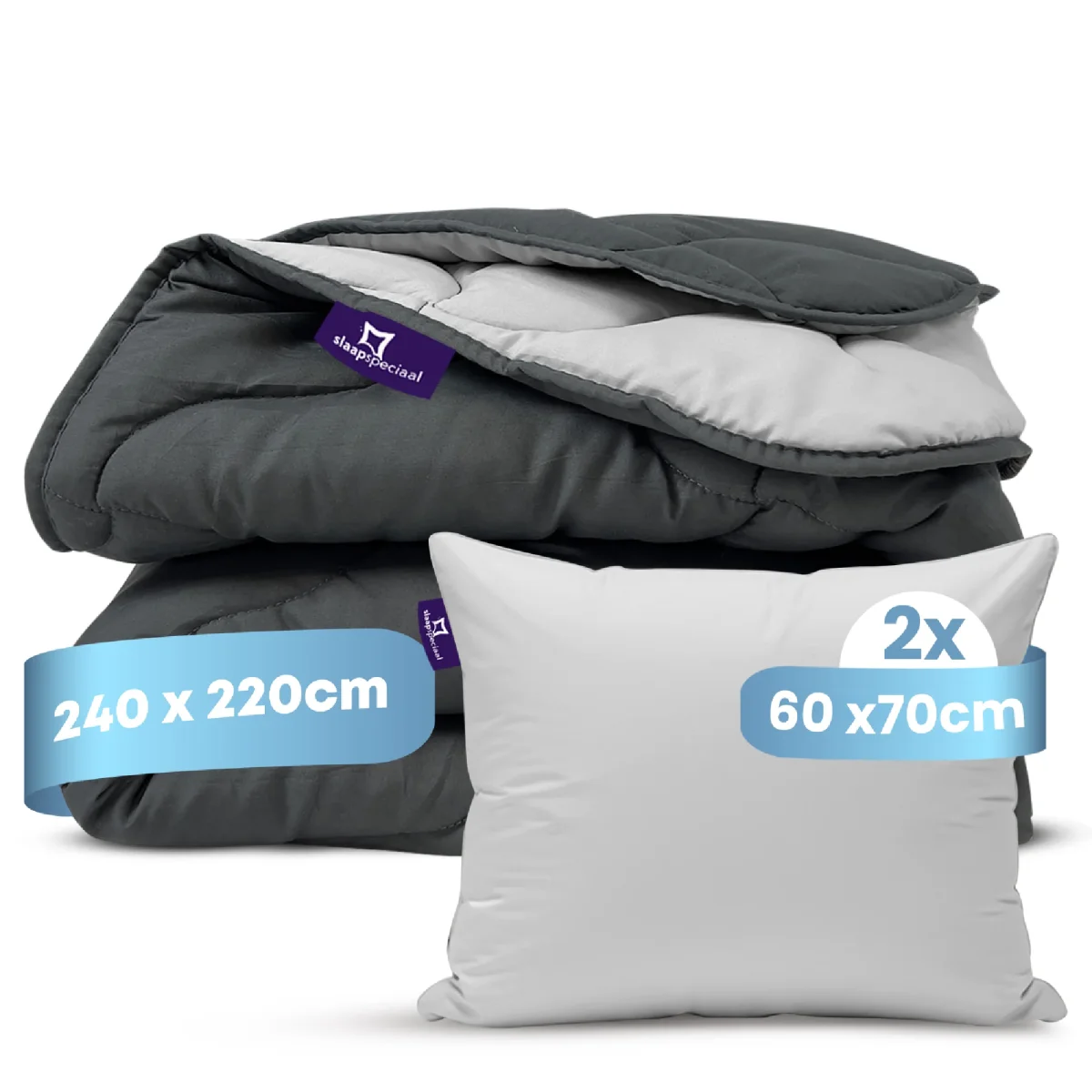 eazydekbed® - Zomerdekbed - Antraciet/Grijs + Gratis Kussenslopen - Afbeelding 6