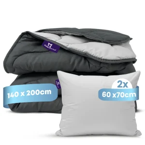 eazydekbed® - Zomerdekbed - Antraciet/Grijs + Gratis Kussenslopen