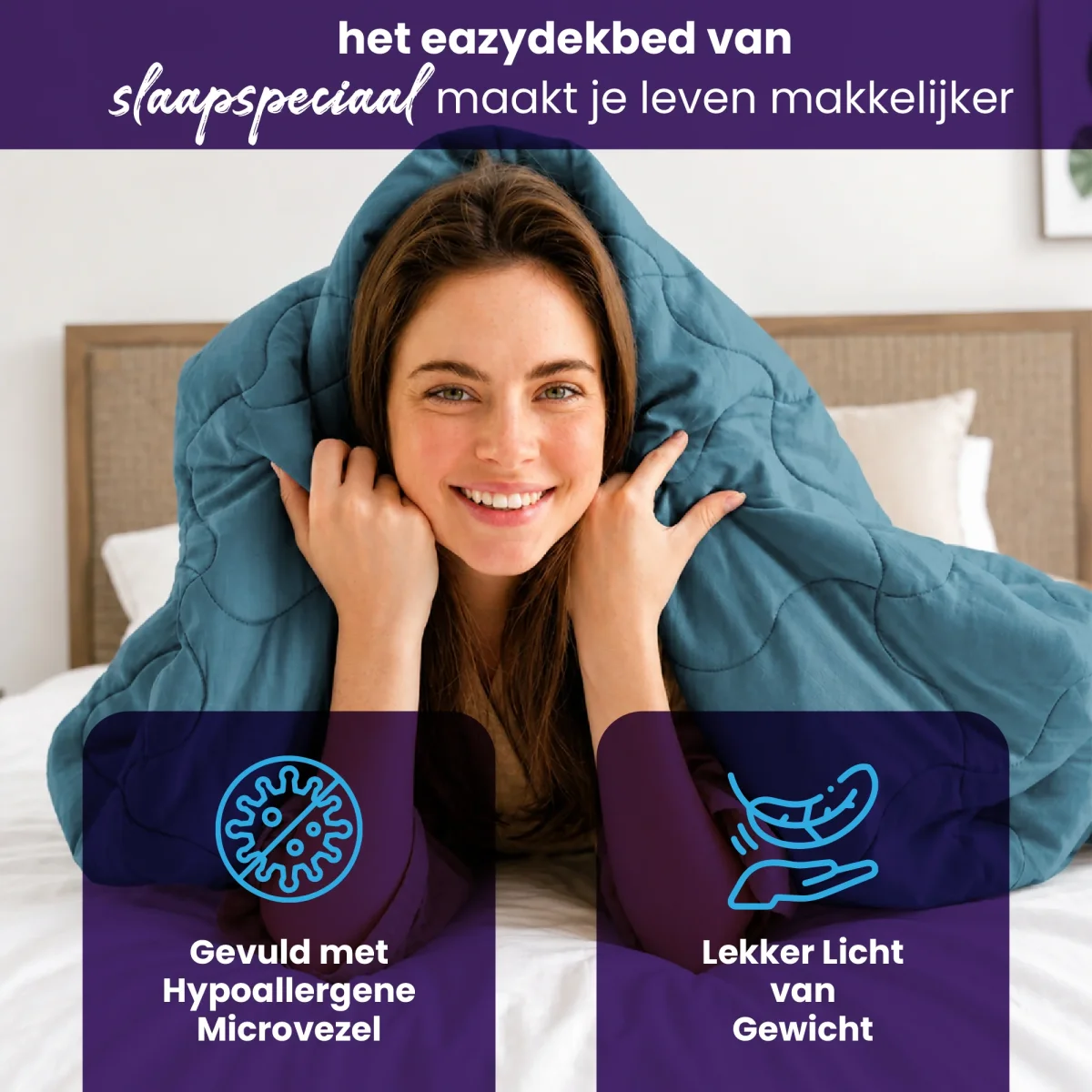 eazydekbed® - Zomerdekbed - Blauw/Grijs + Gratis Kussenslopen - Afbeelding 9