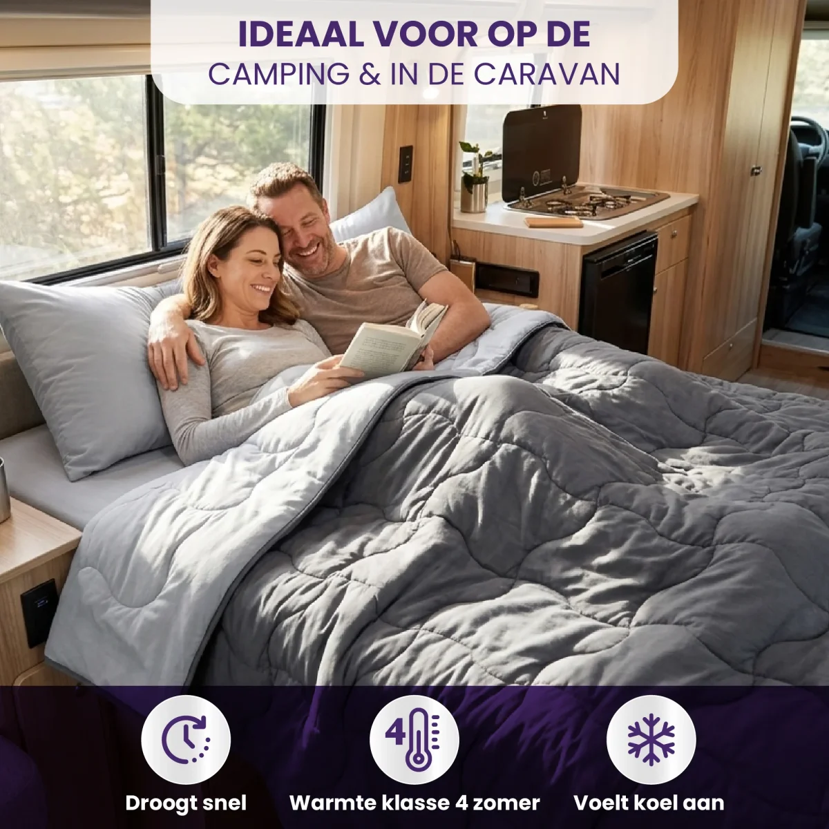 eazydekbed® - Zomerdekbed - Antraciet/Grijs + Gratis Kussenslopen - Afbeelding 8