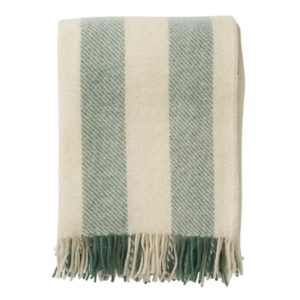 Klippan Gotlandswollen plaid Gotland Vertical Stripe – Green (130 x 200 cm)