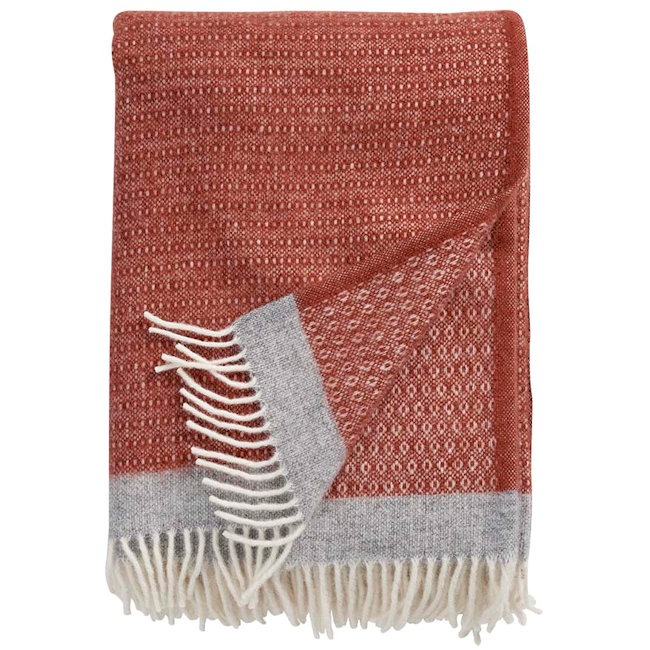Klippan Eco-lamswollen plaid Harald – Rust (130 x 200 cm)