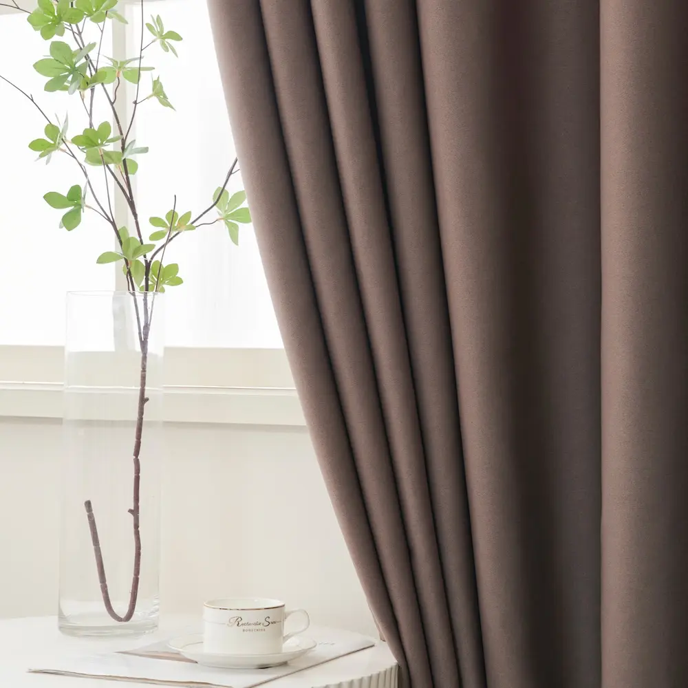 LEMONI verduisterende gordijnen met ringen – kant en klaar – 300 x 260 cm – donker taupe
