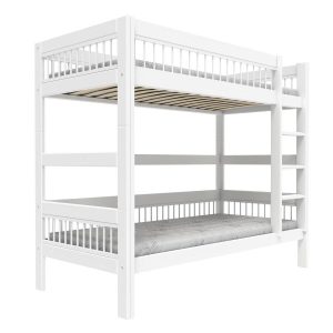 Lifetime stapelbed Breeze met rechte trap en Deluxe lattenbodems – Wit