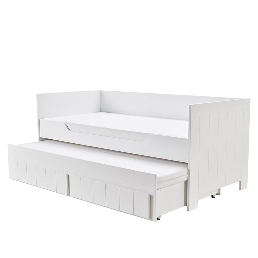 Pinio bedbank Calmo 90 x 200 met uitschuifbed en 2 lades – Wit + ontvang een ABZ Anti-Mite dekbed cadeau! - Afbeelding 4