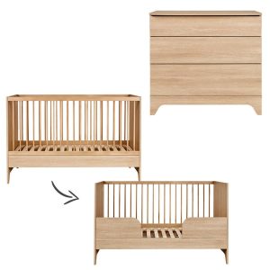 Quax Tsugi 2-delige meegroeikamer – Honey Ash (Ledikant 70 x 140) + korting of gratis ZZZOO airgosafe Koala hybride matras (Als beste getest!)