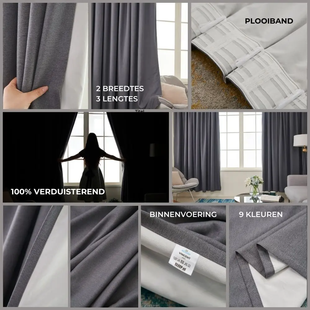 VINCENT 100% verduisterende gordijnen – kant en klaar – 150 x 250 cm – zwart - Afbeelding 7
