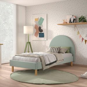 Vipack gestoffeerd bed Moon 90 x 200- Groen Bouclé