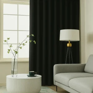 RUBEN verduisterende gordijnen met ringen – kant en klaar – 150 x 260 cm – zwart