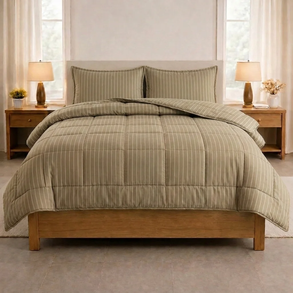 eazydekbed® - Zomerdekbed - Taupe Stripe - Afbeelding 3